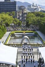 　昨年の平和記念式典＝２０２３年８月６日、広島市の平和記念公園