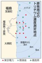 　原発周辺のトリチウム濃度測定地点