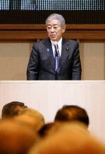 　大分県別府市で講演する岩屋外相＝１日午後